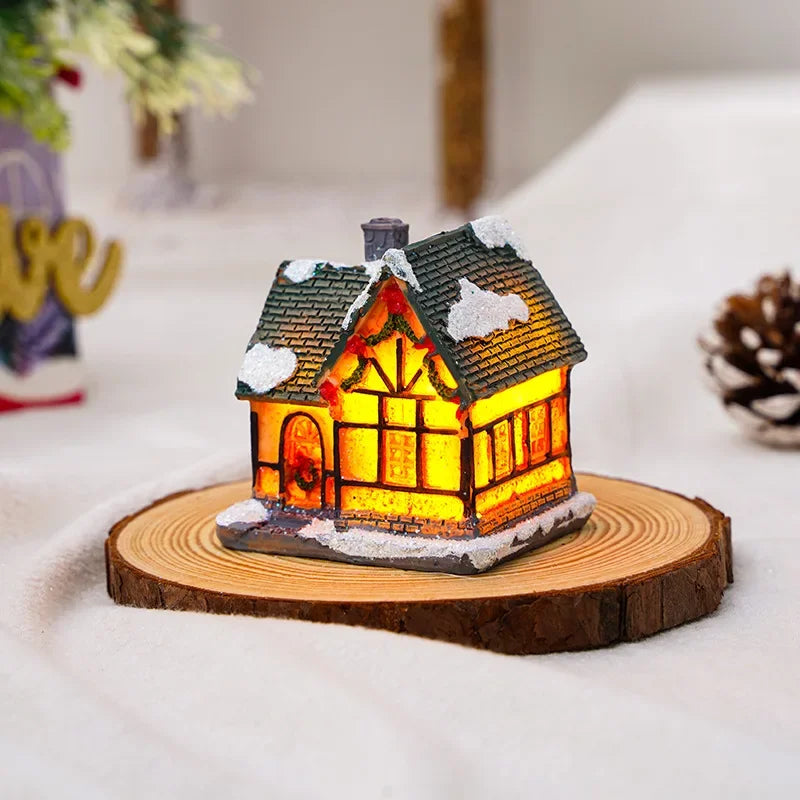 New year Decoration LED Night Light Christmas Luminous House Sculpture Ornament