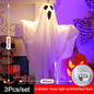 LED Glow Ghost Party Halloween Decoration for Home Indoor Outdoor Haunted House Bar Hanging Horror Props with Lights