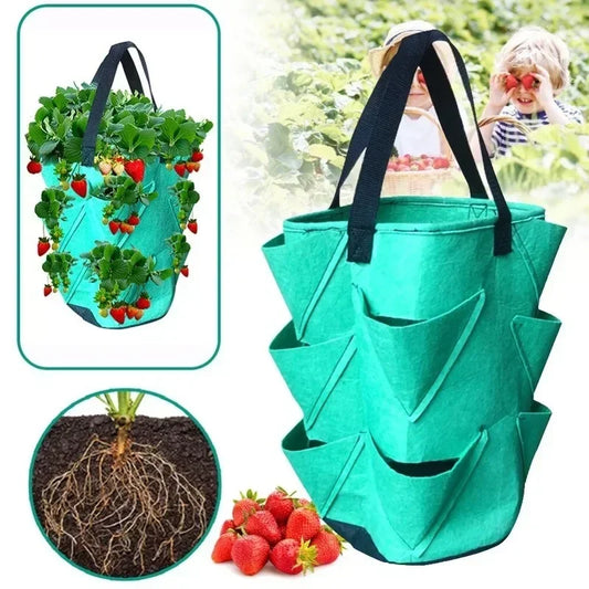 Plastic Strawberry Planting Bag Plant Grow Hanging Bag Garden Supplies 2024
