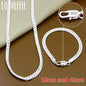 Sterling Silver 925 - 8/16/18/20/22/24 Inch 6mm Side Chain Necklace Bracelet For Woman Men Fashion Charm Wedding Jewelry