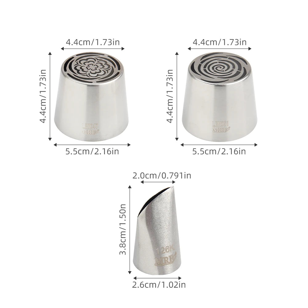 Russian pipeline flower nozzle oversize stainless steel cotton candy rose piping mouth cake decorative icing, cream bouquet DIY