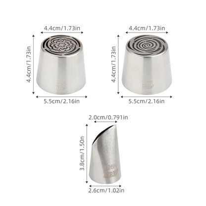 Russian pipeline flower nozzle oversize stainless steel cotton candy rose piping mouth cake decorative icing, cream bouquet DIY