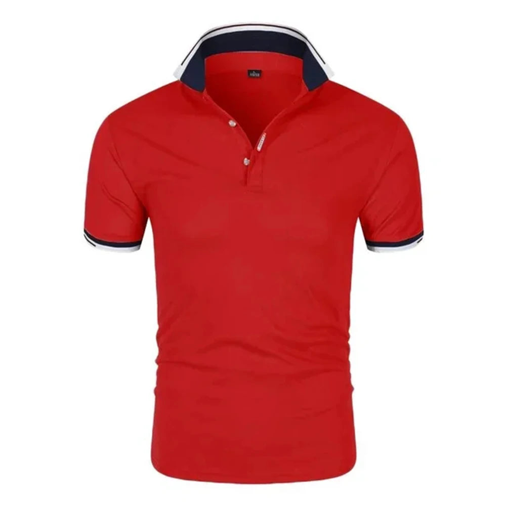 Men’s Summer Polo Shirt – Short Sleeve Contrast‑Color Casual Streetwear Collar Top