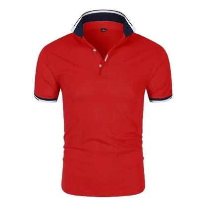 Men’s Summer Polo Shirt – Short Sleeve Contrast‑Color Casual Streetwear Collar Top