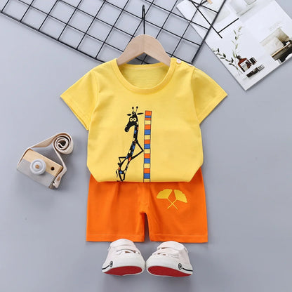 2PCS Children's Sets Boys Girl T-shirt Shorts