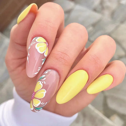 24pcs Full Cover Long False Press On Nails With Designs Light Green Stripe Gradient