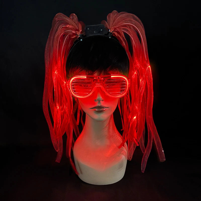 Disco Luminous Flashing Noodles Headband Light up Braid Headband Girl Women Bar Club Night Show Headwear Supplies