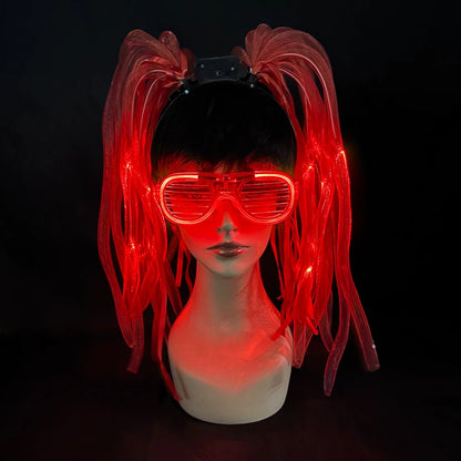 Disco Luminous Flashing Noodles Headband Light up Braid Headband Girl Women Bar Club Night Show Headwear Supplies