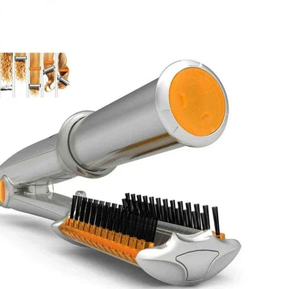 2‑in‑1 Rotating Hair Curler & Straightener Brush – Professional Styling Tool