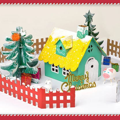 Christmas Paper House DIY Painting Corrugated Board Villa Manor Castle Set Xmas Party Birthday Decoration Kids Gift Home Supply