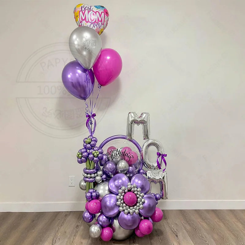 1set Mother's Day Decorations Balloon I Love You Mom Sliver Rose Gold Letter Aluminum Film Balloon Mothers Gifts Supplies Globos