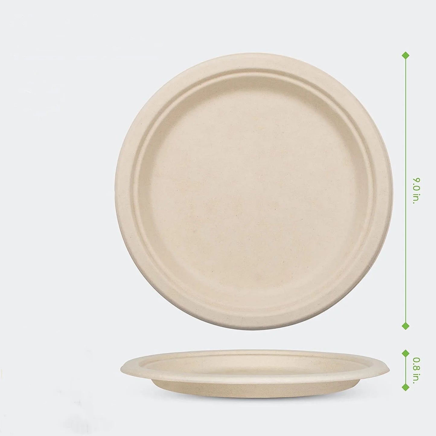 25-50Pack 9&7inch Heavy-Duty Disposable Paper Plates100% Compostable Bagasse Natural Biodegradable Eco-Friendly Sugarcane Plates