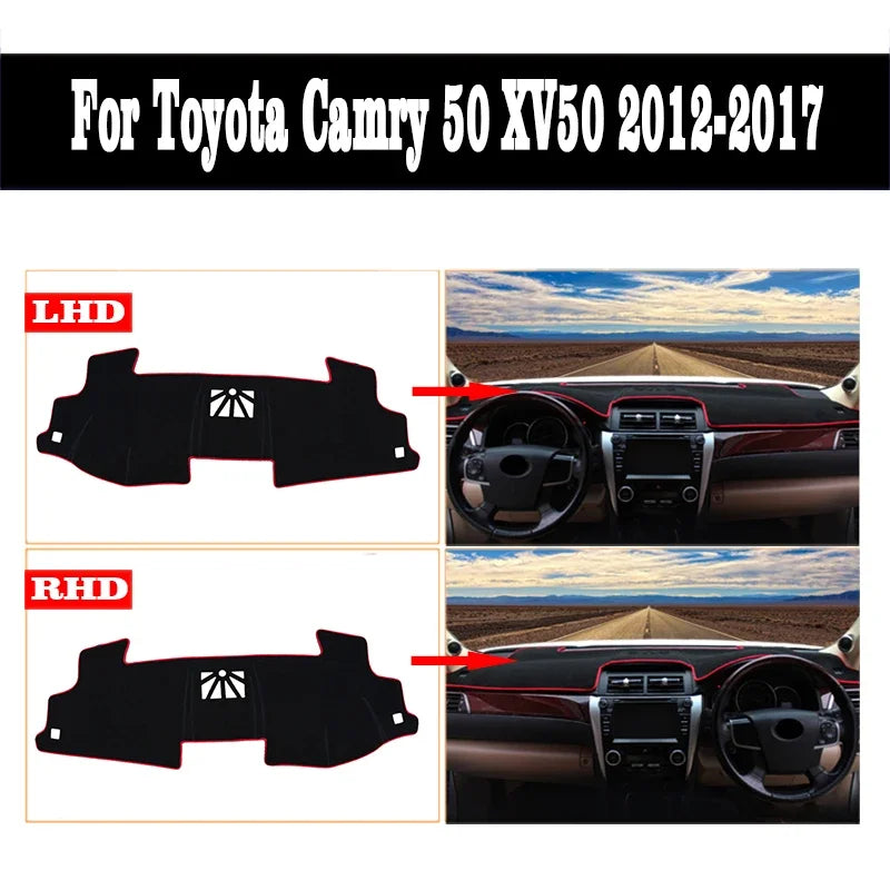 For Toyota Camry 50 XV50 2012~2017 Car Center Console Dashboard Cover Kit Sun Shade Anti-UV Pad Sun-proof Carpet Mat Accessories