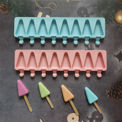 8 Cavities Triangle Silicone Ice Cream Mold DIY Geometry Chocolate Cake Candy Jelly Ice Baking Mould Soap Candle Making Set Gift