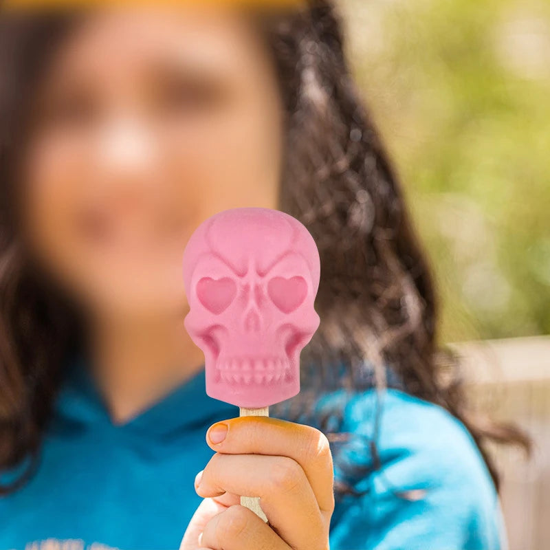 6 Skulls Ice Cream Silicone Mold Homemade Popsicle Ice Cream Mold kitchen Supplies Ice Maker Popsicle Sticks Chocolate Mold