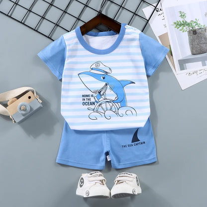 2Pc Children's Boys Girl T-shirt Shorts Summer Sets