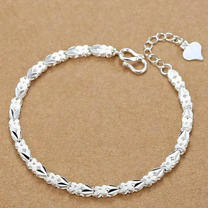 Fine 925 Sterling Silver Solid Chain Bracelet For Women Men Charm Party Gift Wedding party Fashion Jewelry