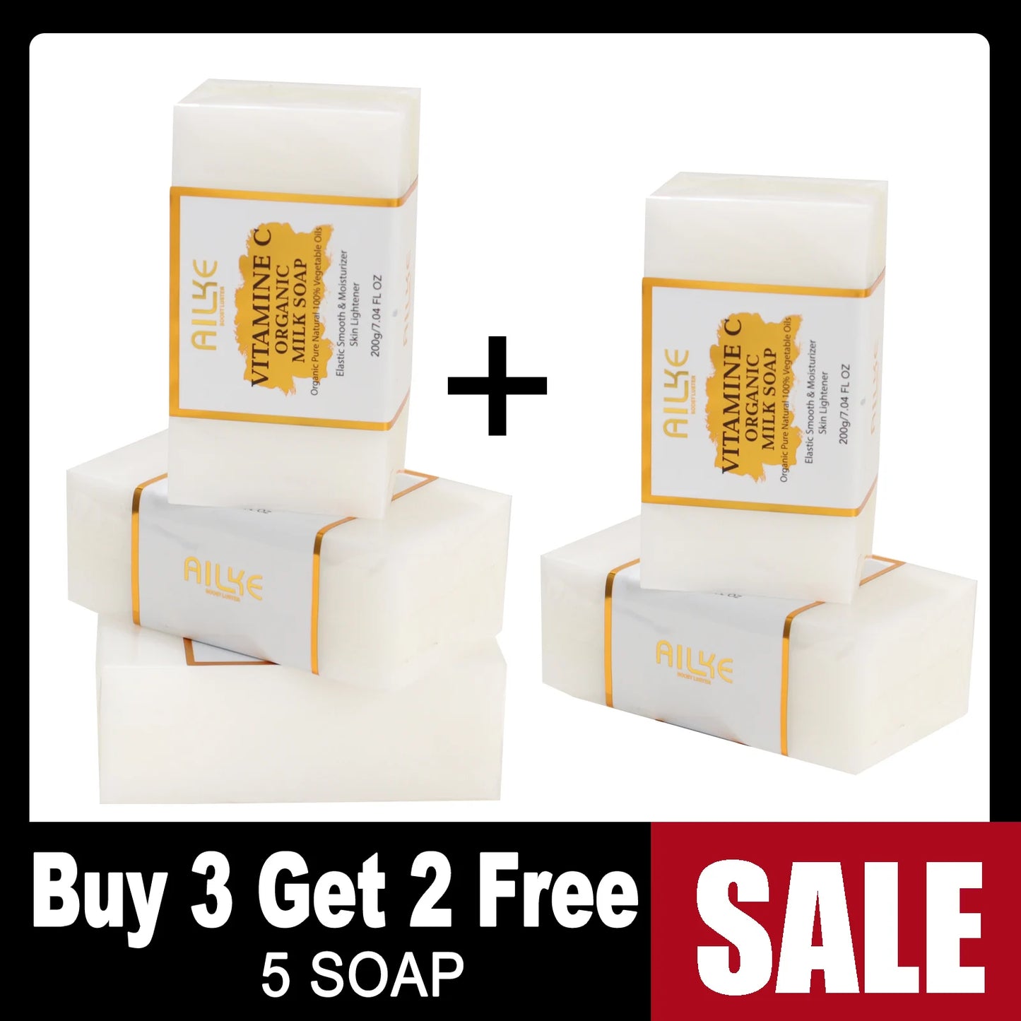 AILKE Vitamin C Skin Care Set, with Lightening Body Lotion, Even Skin Tone Face Cream, Whitening Serum, Brightening Soap