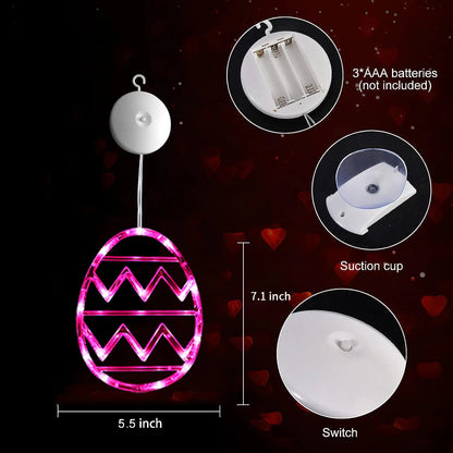 Easter Window Lights Hanging Ornaments 2024 Easter Eggs with Suction Cup for Indoor Home Window Door Farmhouse Decoration