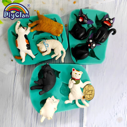 Cute Kitten Silicone Mold Cat Shape Chocolate Cookies Dessert Pudding Sugar Crafts Fondant Mould Bakeware Baking Cake Tools