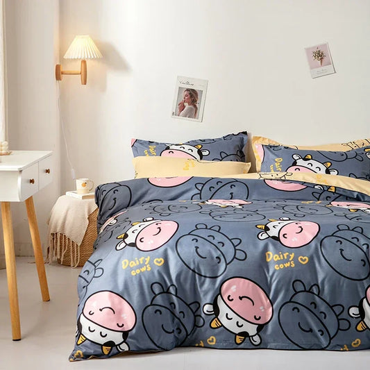 2/3piece Cartoon Animal Starry Sky Print Bedding Set, A Duvet Cover and A Pair of Pillowcases (no Padding), Suitable for Bedroom