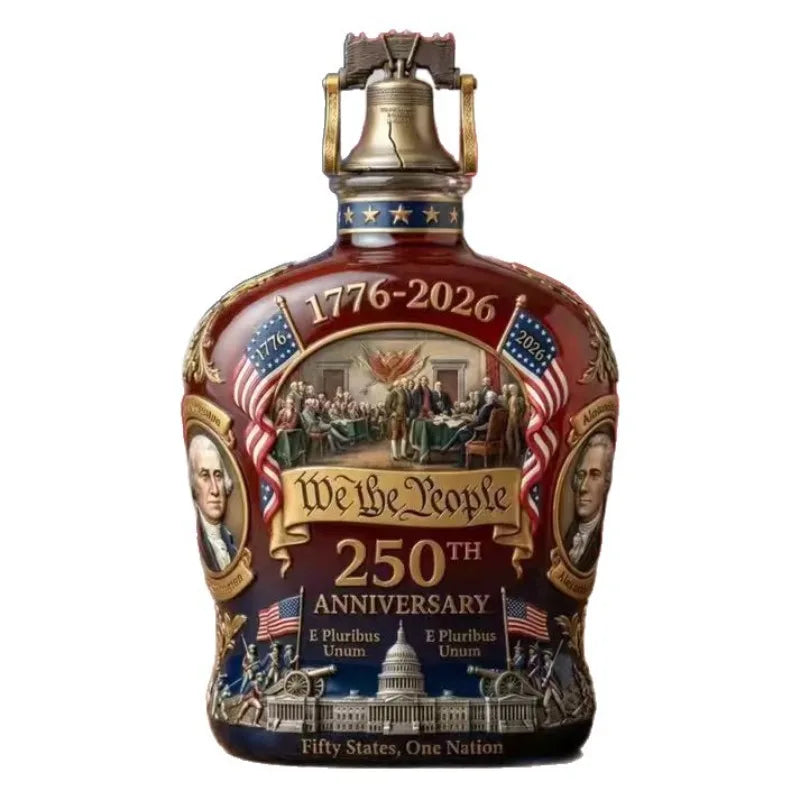 Hand-Painted 'We the People' 250th Anniversary Decanter Commemorative American Historical Liquor Bottle 1776-2026 Collectible It