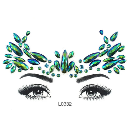 3D Sexy Face Tattoo Crystal Stickers Temporary Tattoos Glitter Fake Tattoo Rhinestones Masquerade Women Party Face Jewels Tattoo