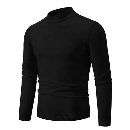 Men's Half Neck Basic Solid Sweaters Round Neck Elastic Pullovers