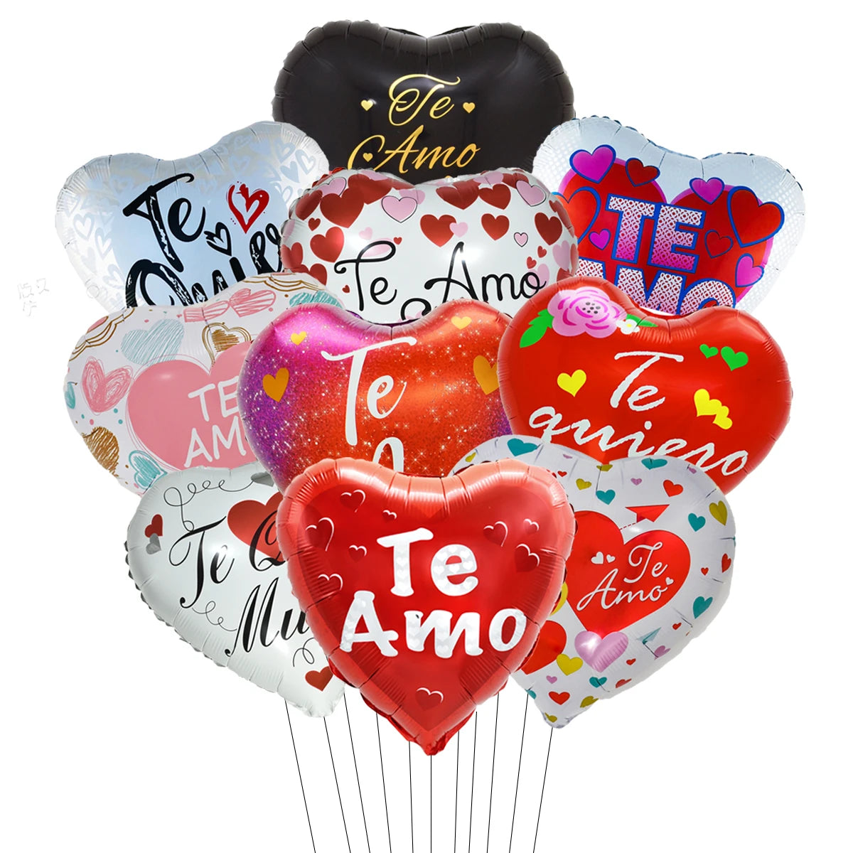 10‑Pack 18" “Te Amo” Heart Foil Balloons – Valentine’s Day & Wedding Helium Decorations