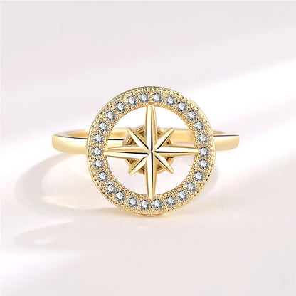 Fashion Beads Anxiety Fidget Spinner Rings Korea Crystal Butterfly Flower Star Moon Ring Anti Stress Jewelry Gift