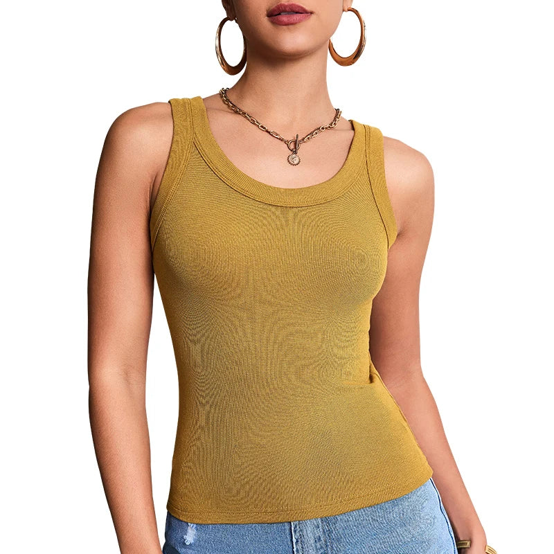 1/3 Pcs Ladies Solid \ Suspender Vest Sexy Round Neck Sleeveless T-shirt Comfortable And Fashionable Women And Teenagers Vest