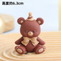 Cute Bear Ornament Cake Topper Pink Blue Cartoon Bear Soft Rubber Doll Boy Girl First Birthday Party Cake Decoration Baby Shower