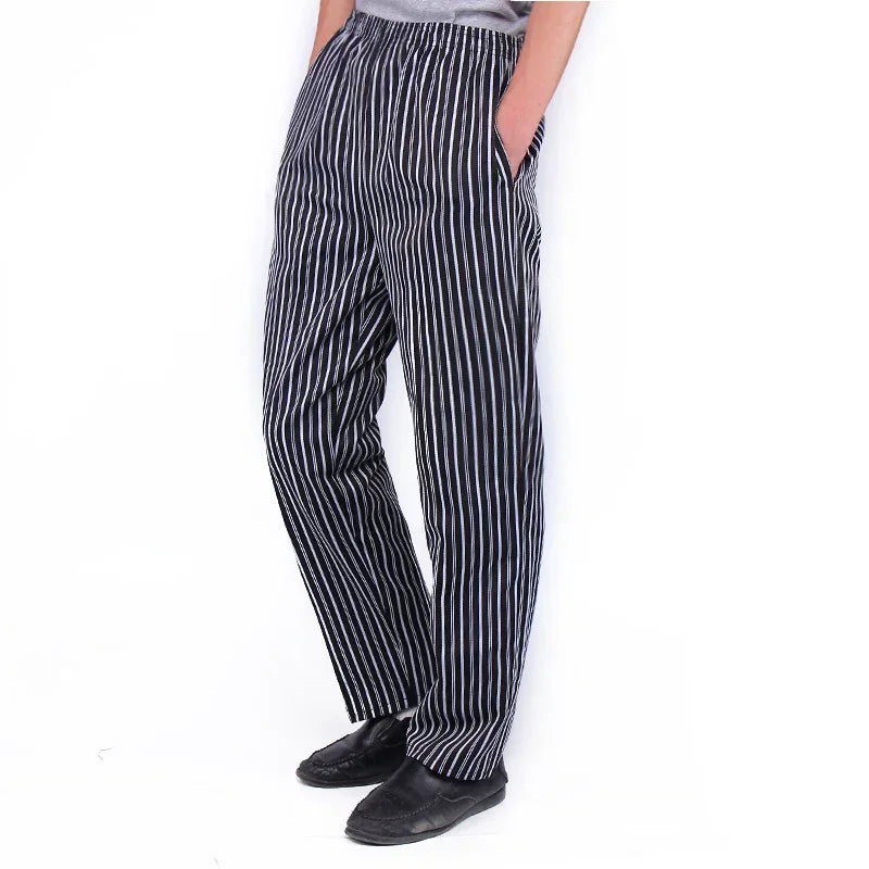 Chef Pants Men Restaurant Kitchen Work Pants Unisex Elastic Cook Workwear Chili Cutlery Kitchenware Breakfast Working Pants