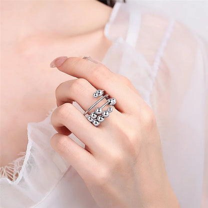 Fashion Beads Anxiety Fidget Spinner Rings Korea Crystal Butterfly Flower Star Moon Ring Anti Stress Jewelry Gift