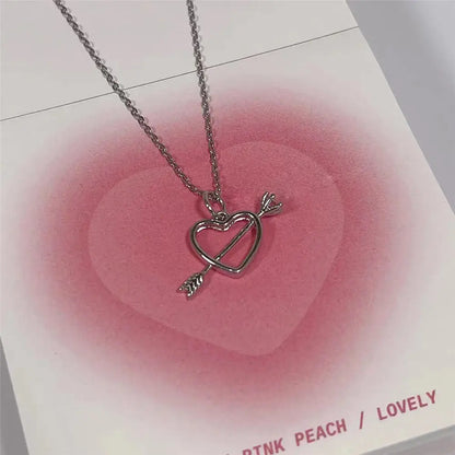 Stylish Pink Heart Necklace Gemstone Pendant Diamonds One Arrow Through Forever Love  Designs