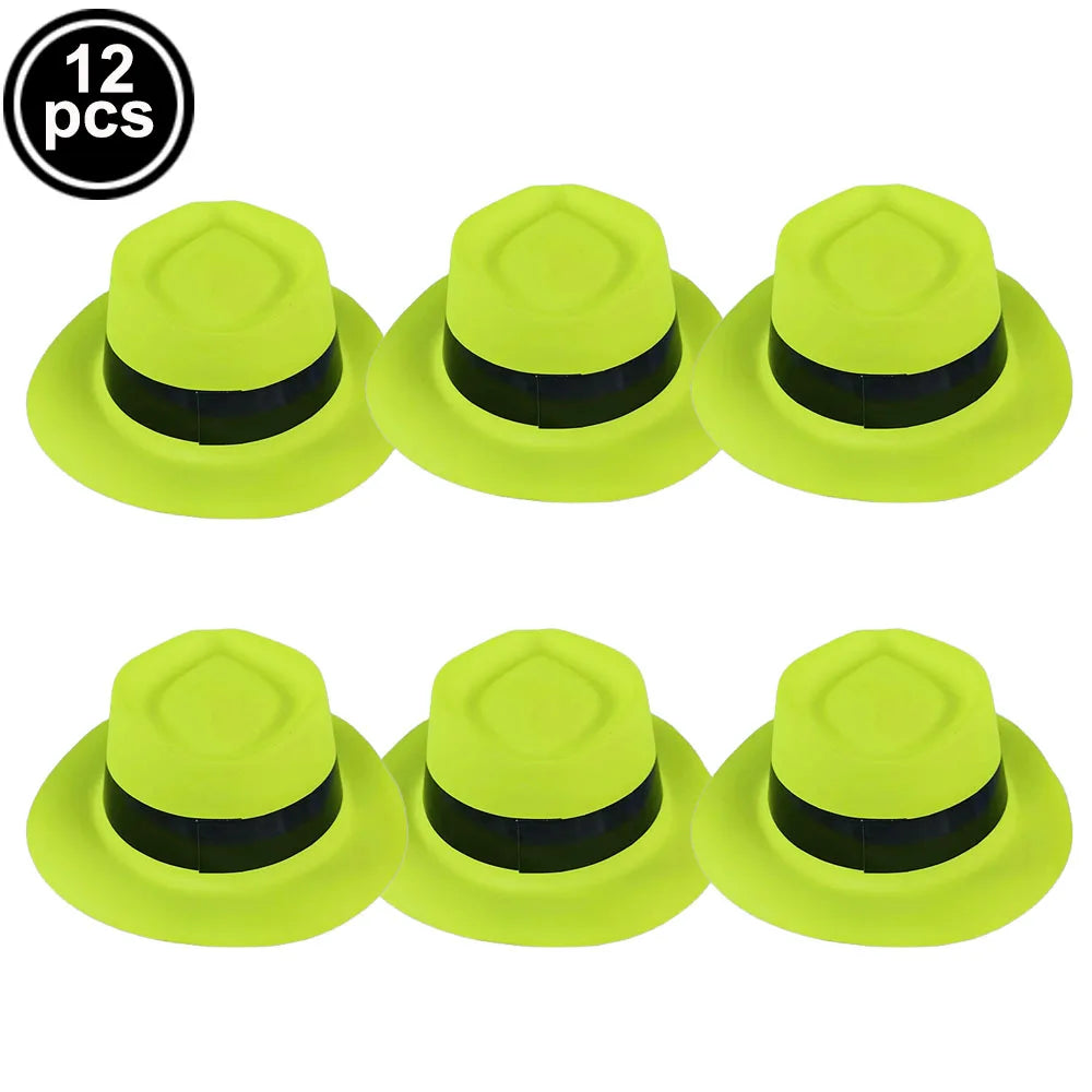 UV Neon Glow Party Hats – Blacklight Fluorescent Plastic Hats for Kids & Adults