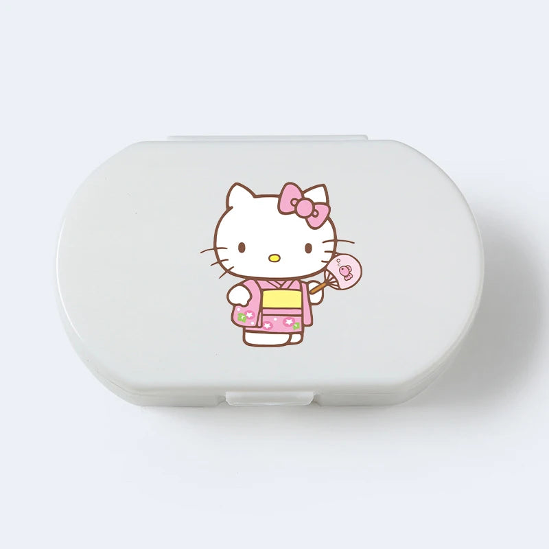 Cartoon Hello Kitty My Melody Plastic Pill Box Mini Tablet Case Anime Kawaii Portable Travel Medicines Storage Case Container