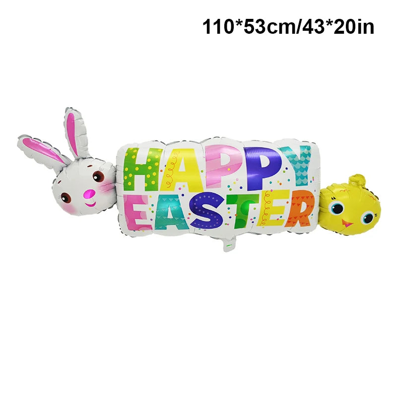 Easter Bunny Foil Balloon Cute Rabbit Chicken Egg Cartoon Carrot Foil Balloon Kids Happy Easter Gift Girl Baby Shower Decoration