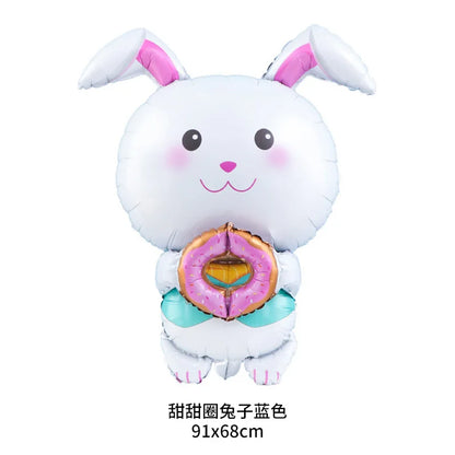 Cute Cartoon White Bunny Aluminum Foil Balloons Rabbit Happy Easter Party Decoration Supplies Children Favor Birthday Party Gift