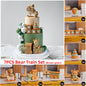 Blue Train Cake Topper Bear Cake Top Carriage Water Balloons Rainbow Tower Cake Decorations Boy Girl Baby Shower Party Supplies