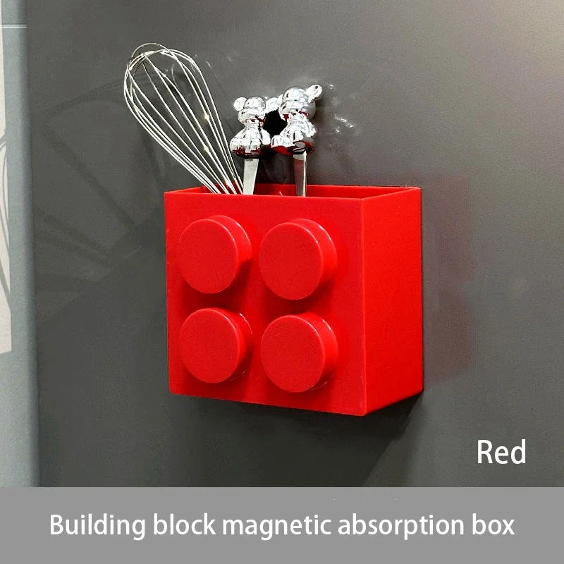 Magnetic Refrigerator Storage Box Tableware Container Creative Block-shaped Kitchen Organizer Holiday Themed Decor Tools