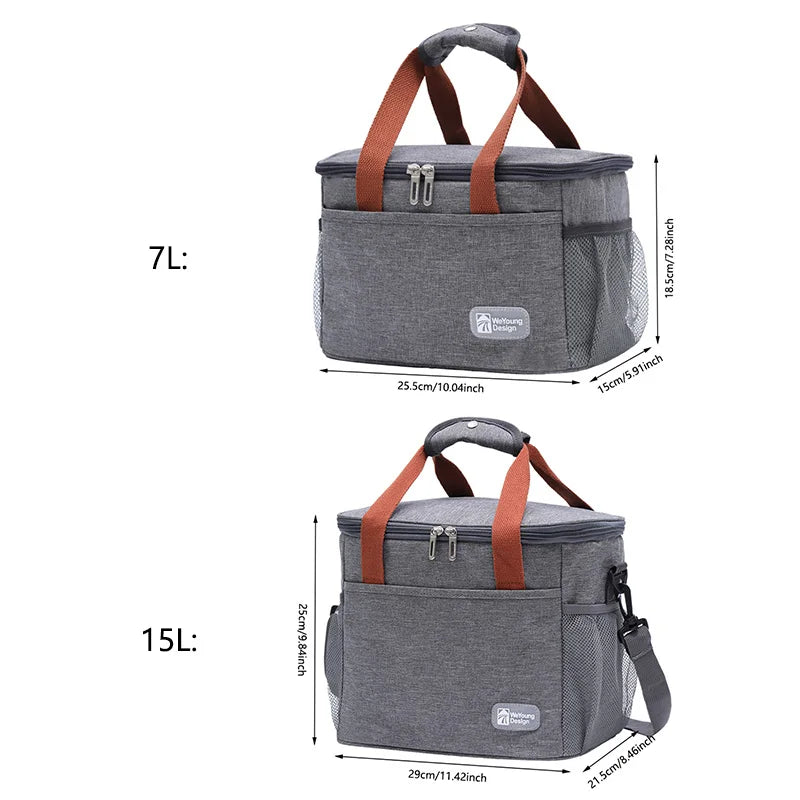 Large Capacity Thermal Insulation Lunch Bag Oxford Cloth Food Storage Picnic Bags Tote Portable Cooler Box Bags