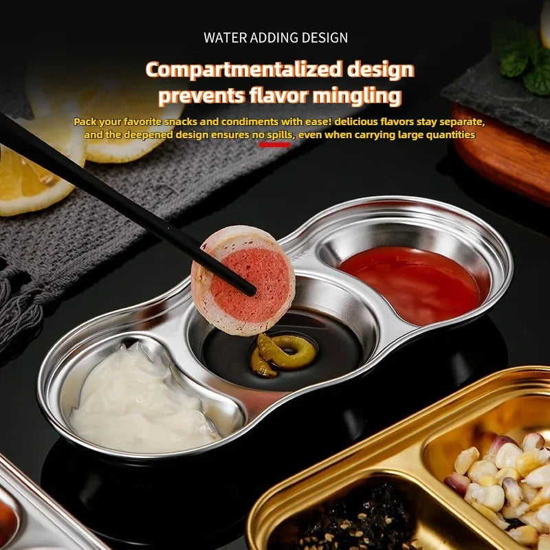 Small Sauce Bowl Kitchen Seasoning Dipping Dish Korean Style Stainless Steel 304 Multifunctional Tableware For Barbecue Dinner