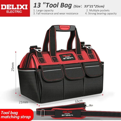 DELIXI ELECTRIC Tool Bag,Multifunctional Waterproof Storage Bags,Suitable for Electricians,Carpenters,Car Mechanics,Homeowners