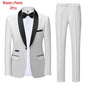 Men's Solid Color Suit Jacket Blazer Waistcoat Vest Pants Set M-6XL