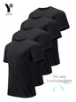 Men's Round Neck T-Shirt 4-Pack Black Ultra-Light Quick Drying Breathable Sweat-Absorbent Shirt Suitable for Fitness Gym and Run