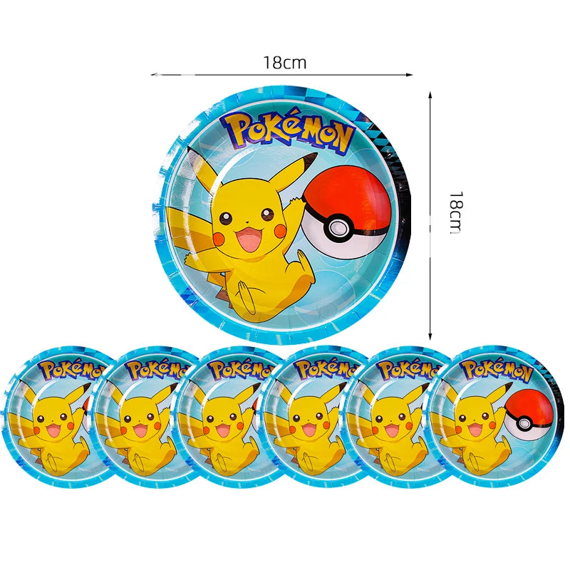 Pokémon birthday party decoration Balloon Disposable Tableware Tablecloth Straws Cup Plates Baby Shower Supplies