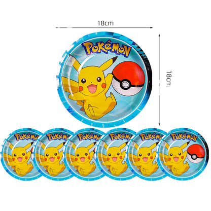 Pokémon birthday party decoration Balloon Disposable Tableware Tablecloth Straws Cup Plates Baby Shower Supplies