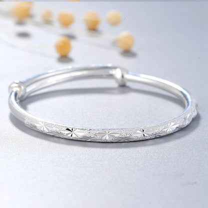 Luxury 925 Sterling Silver Bracelets For Women Vintage Original Starry Sky Carving Adjustable Bangles Party Wedding Fine Jewelry