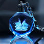Pokemon Cartoons Anime Figure Pikachu Charizard Mewtwo Eevee Crystal  Collection Luminous Keychain Pendant Model  Kids Toy Gift